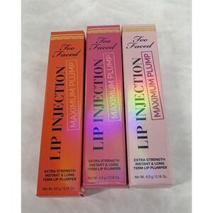 Too Faced Lip Injection Maximum‎ Plump Lot of 3 Full Size Creamsicle Yummy Bear